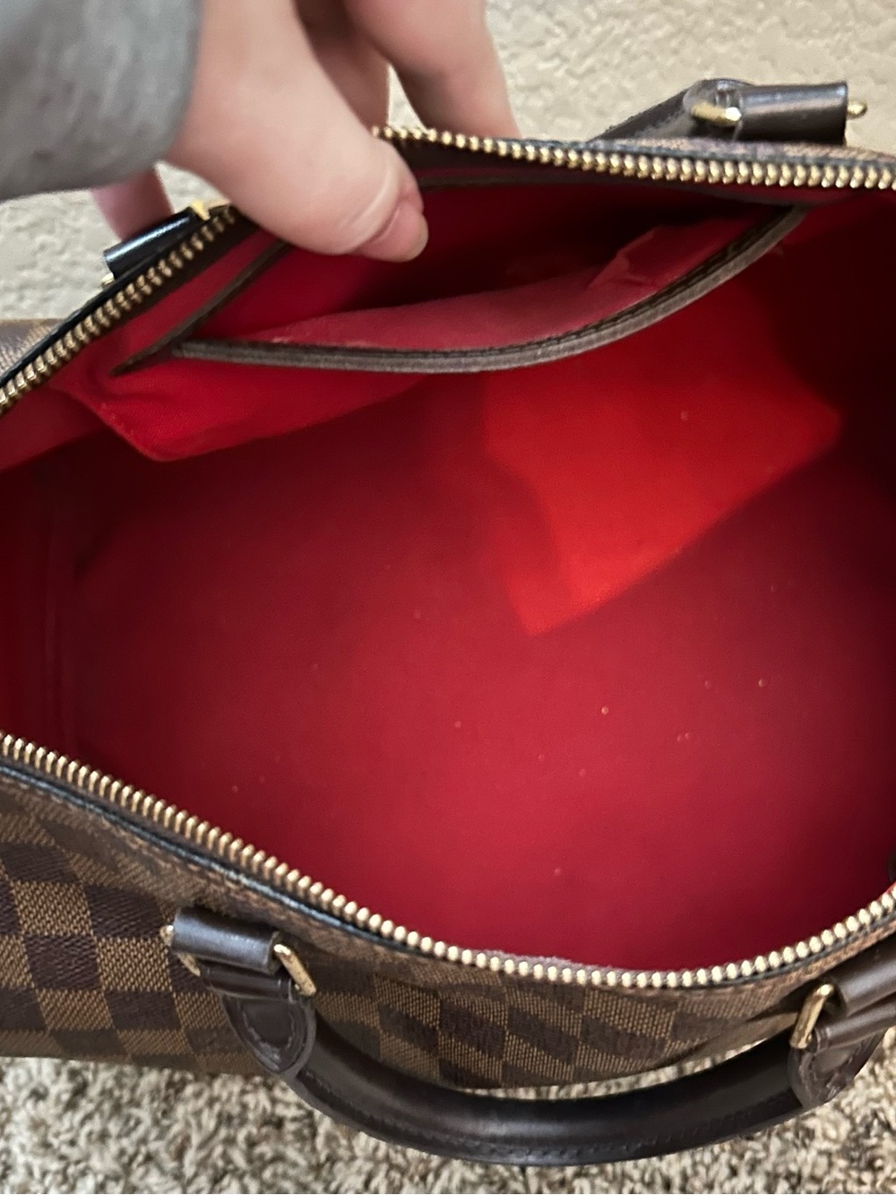 Authentic Louis Vuitton Damier Ebene Speedy Tote with LV Charm - Picture 10 of 12